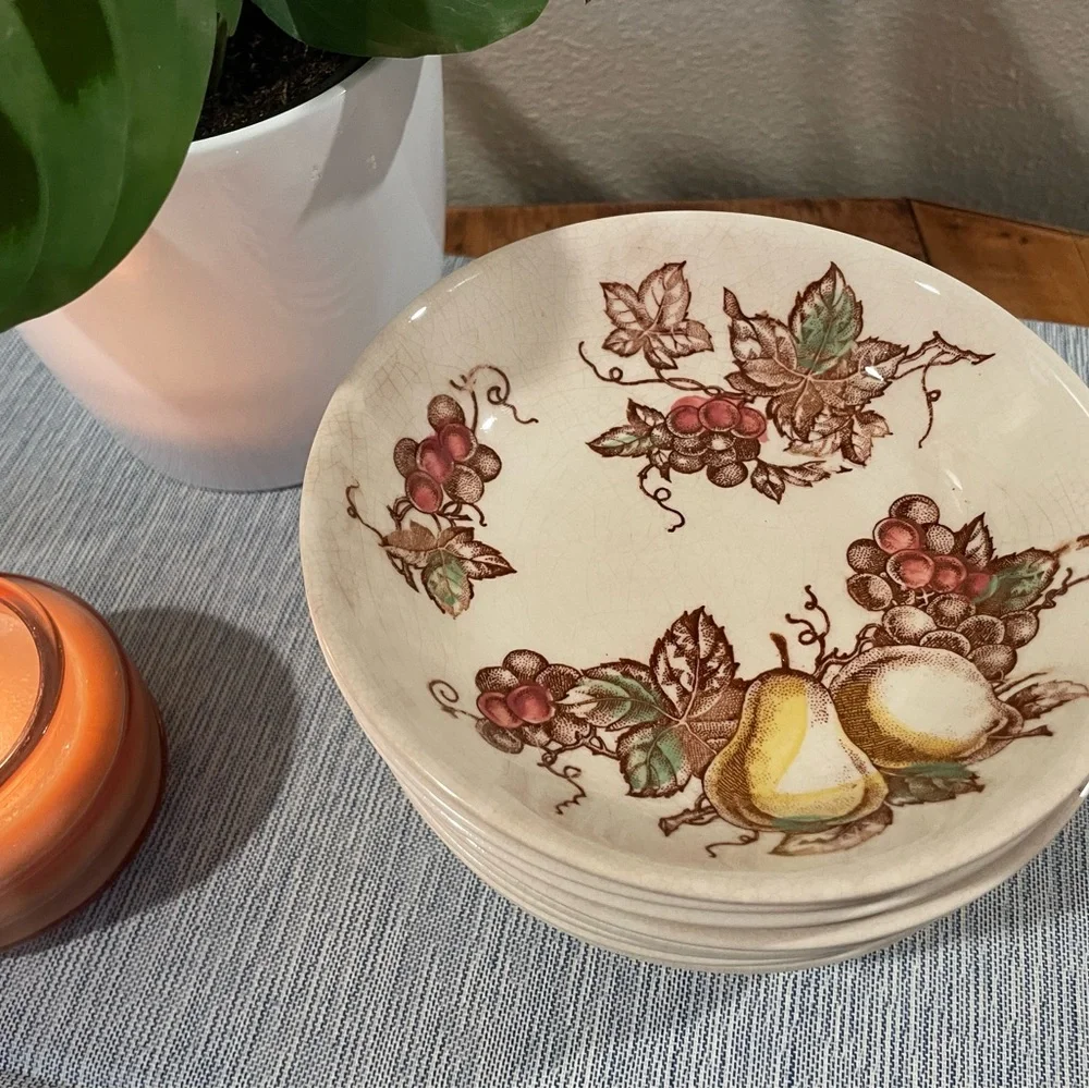 Vintage Harmony House “Fruit Arbor” Berry / Dessert Bowls – Set of 8, Japan (6”)